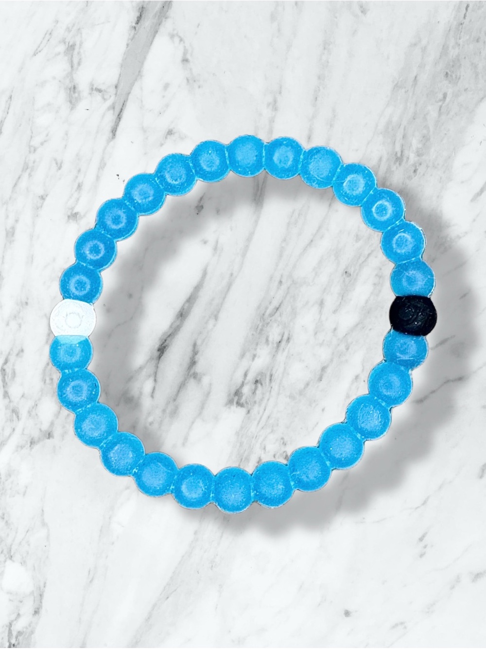 Lokai Blue Beaded Stretch Bracelet with Black & White Accent Beads